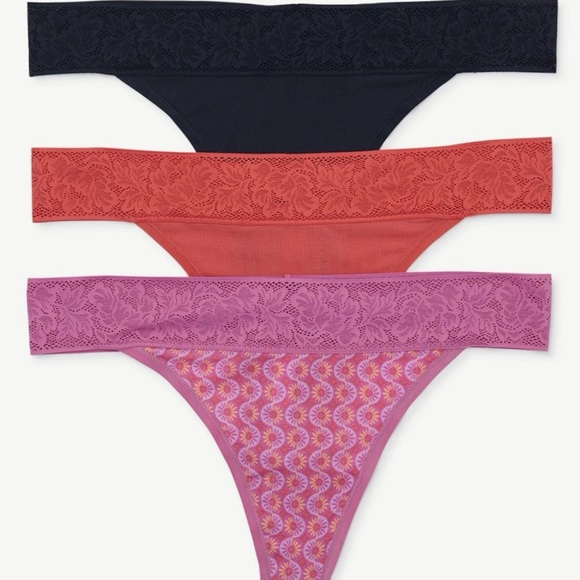 Joyspun Women's Modal and Lace Thong Panties, 3-Pack - Picture 1 of 6